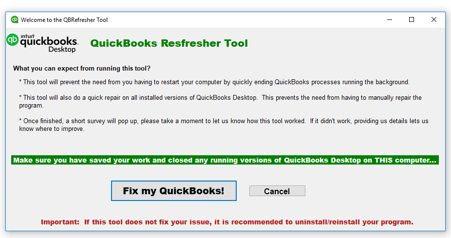 QuickBooks refresher tool error 6190 fix