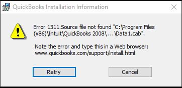 Quickbooks error code 1311