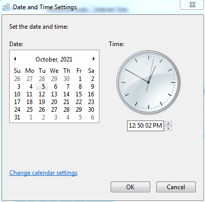 Change date and time setting to fix QuickBooks error code 12152
