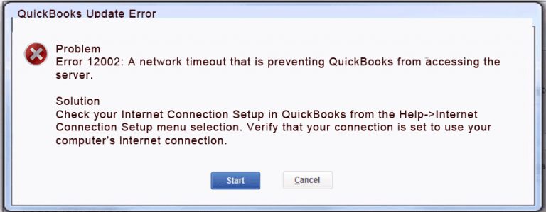 QuickBooks error message 12002